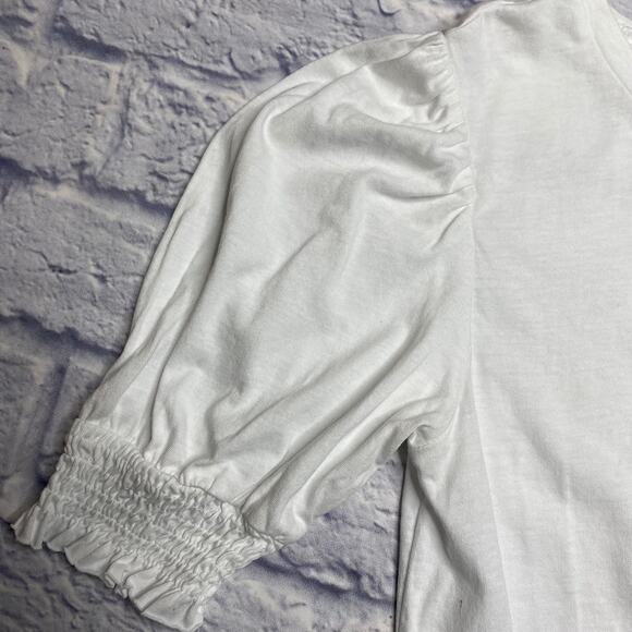 Zara Ruffle Sleeve Solid Tee in White - Picture 3 of 6
